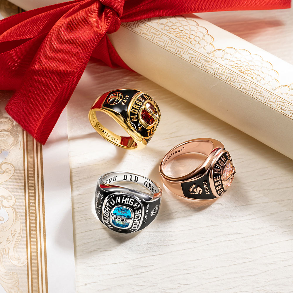 Callie Gifts Facebook ad: Personalized Birthstone Class Signet Sterling Silver Ring…