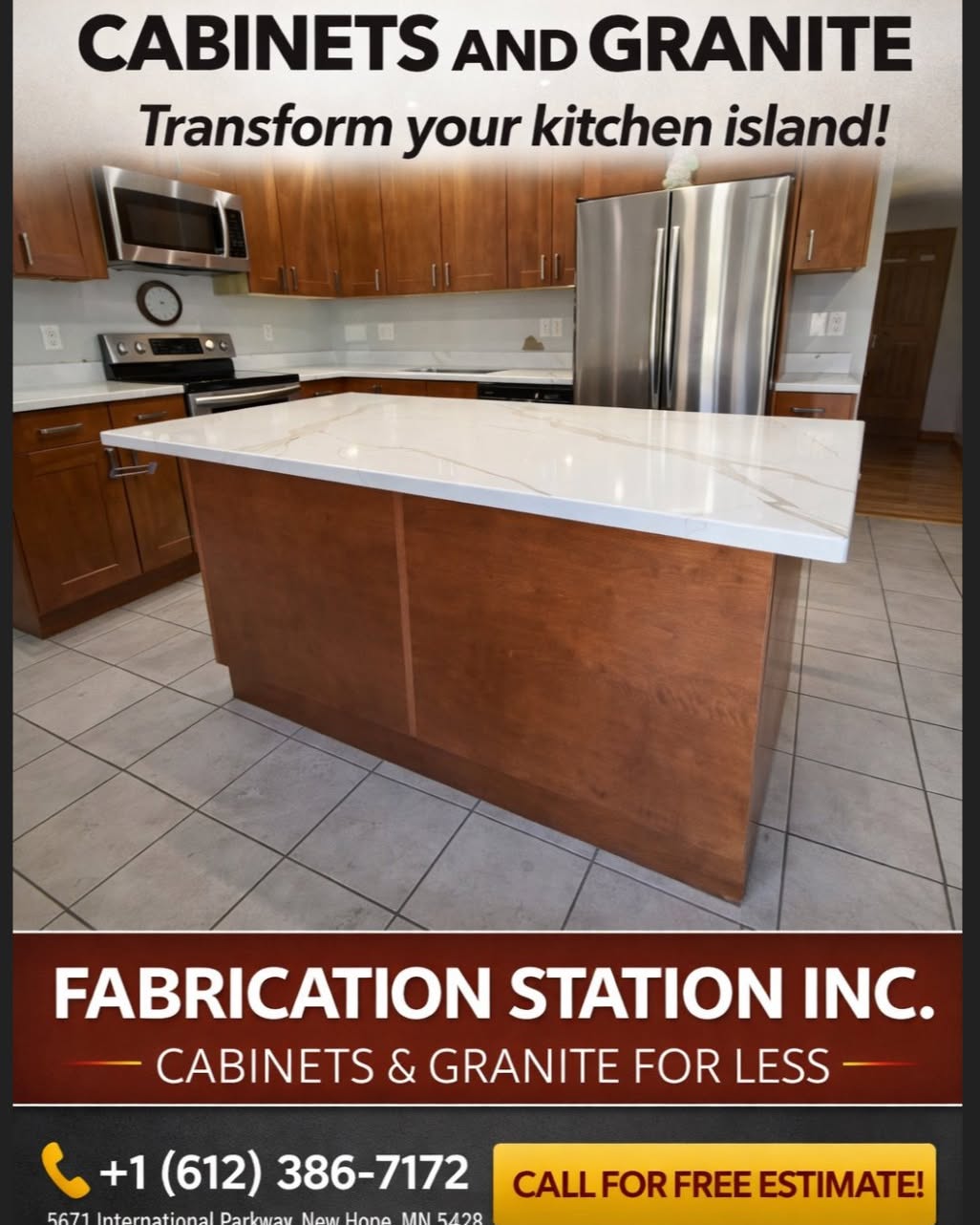James Lang Facebook ad: Island Cabinets and Countertops