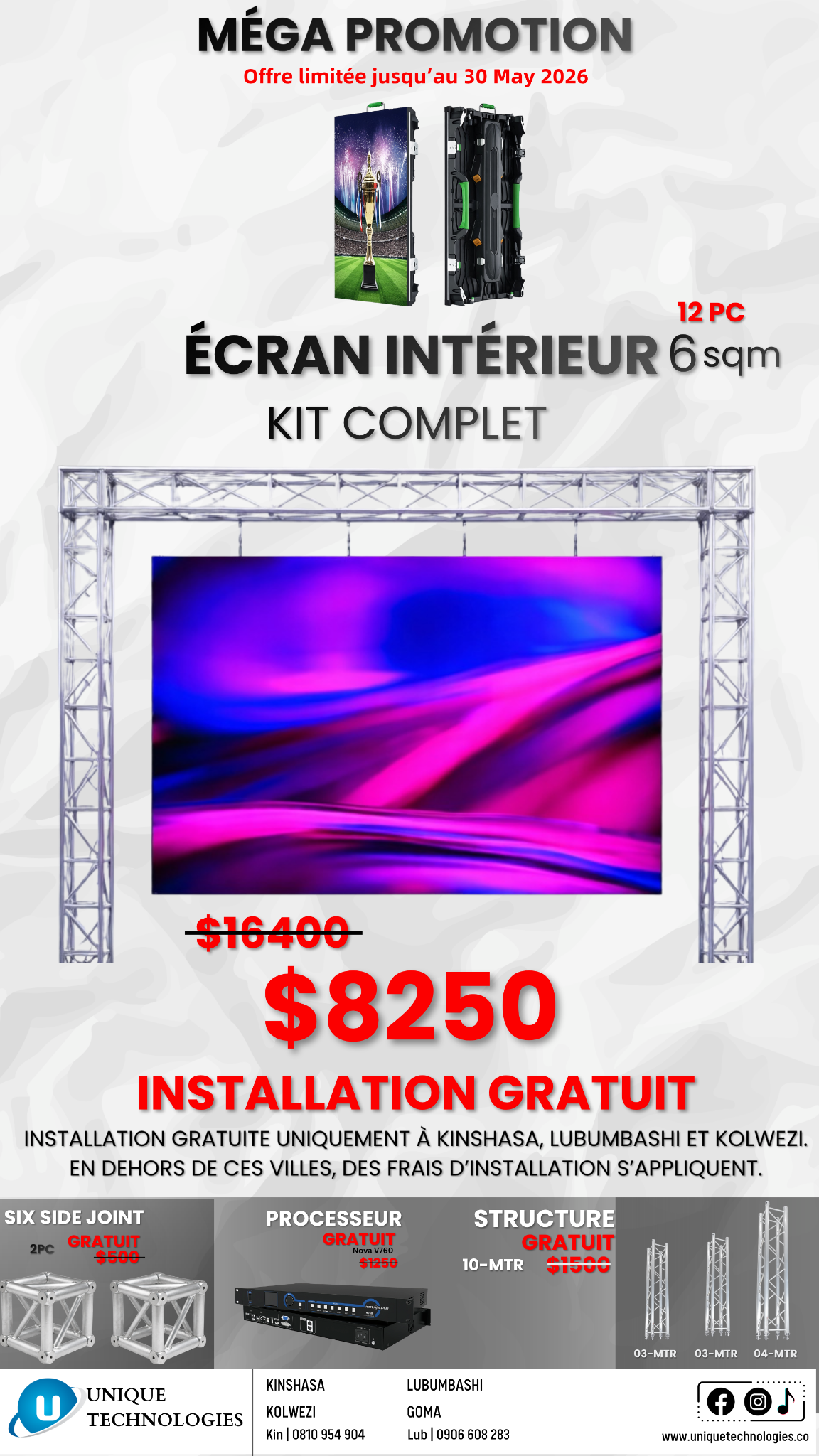 Unique Technologies Lubumbashi Facebook ad: MEGA PROMOTION LIMITÉE!
