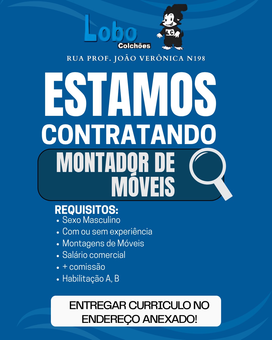 Loja Lobo Colchoes Facebook ad: Vaga para Montador de Móveis com salário comercial…