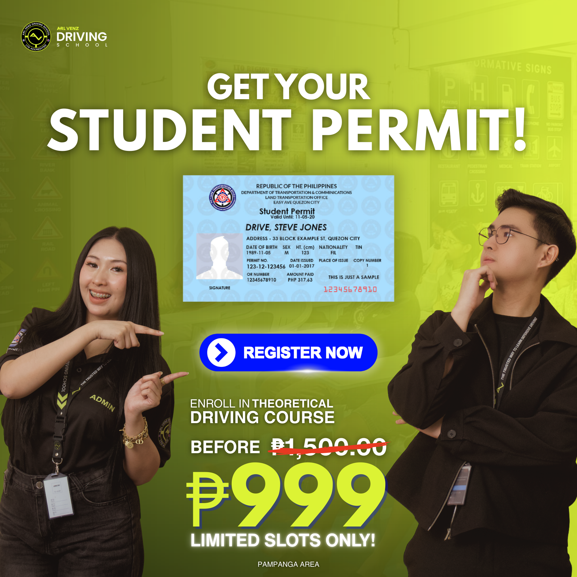 Arl Venz Driving School - LTO Accredited Facebook ad: Matuto Mag-Drive Starting at PHP.999 ONLY