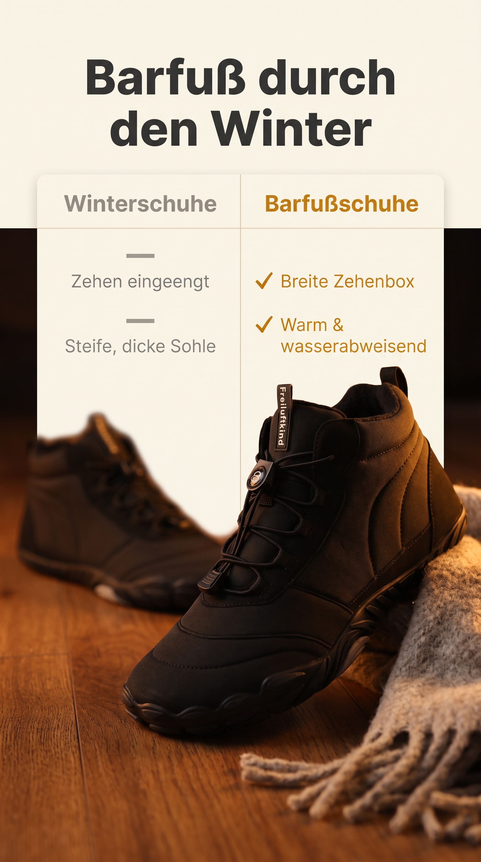 Freiluftkind Facebook ad: Kepler: Der gefütterte Barfußschuh für nasskalte Tage