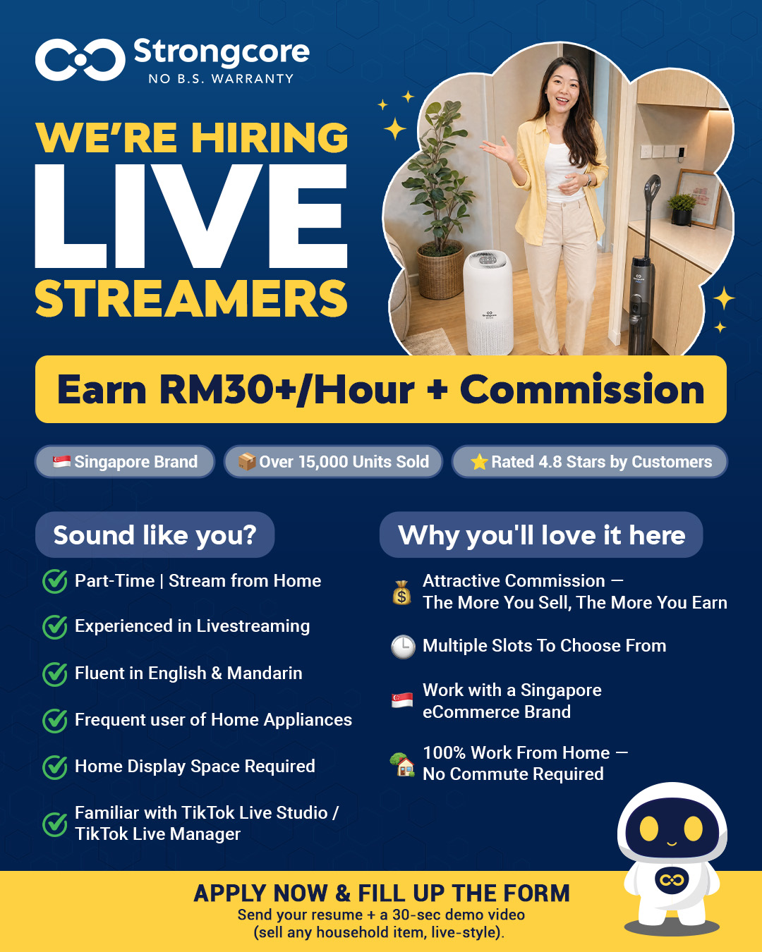 Strongcore Facebook ad: Hiring: Part-Time TikTok LIVE Streamer (Work From Home)
