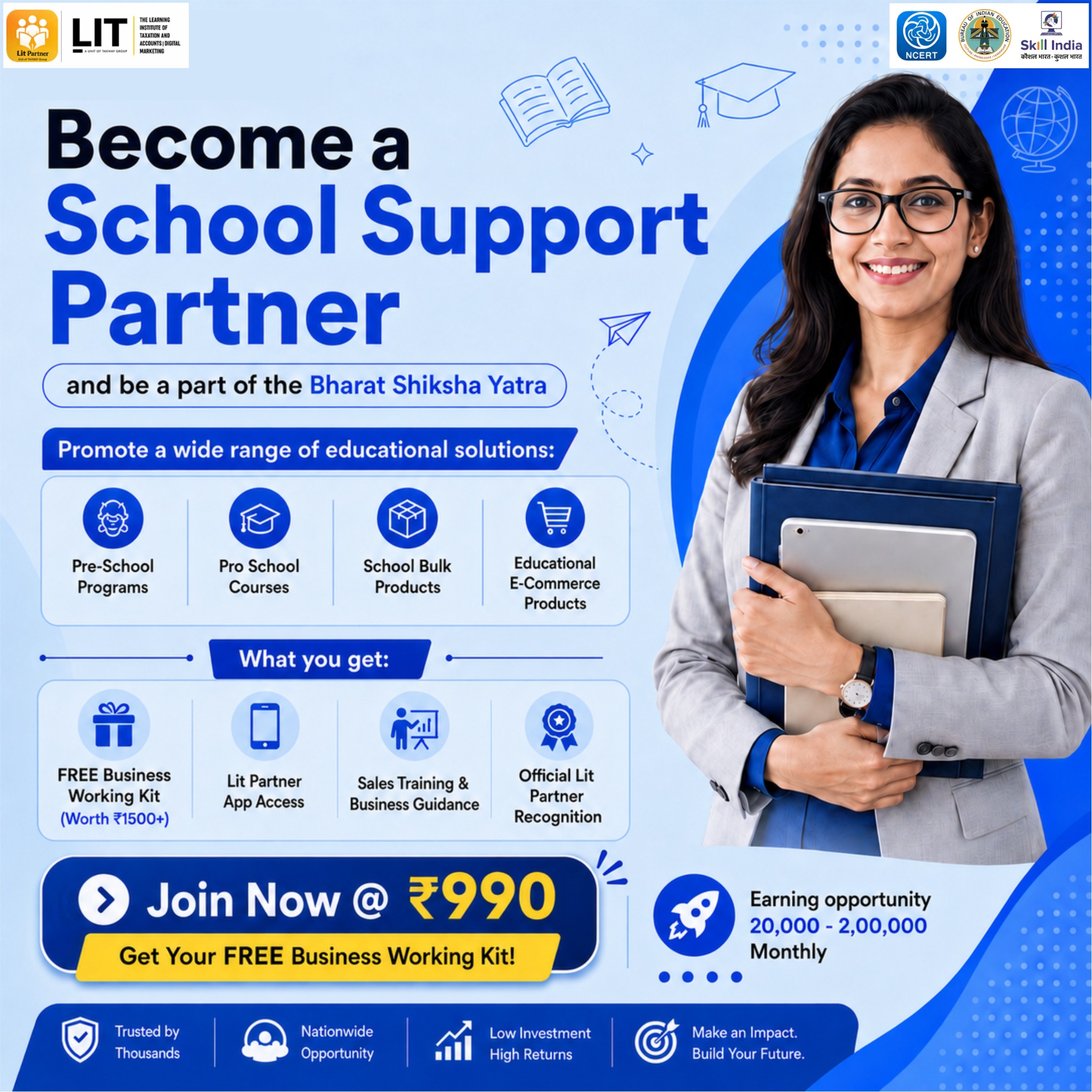 LIT Partner App Facebook ad: Become an Official Lit Partner Today @ ₹990 & get FREE…