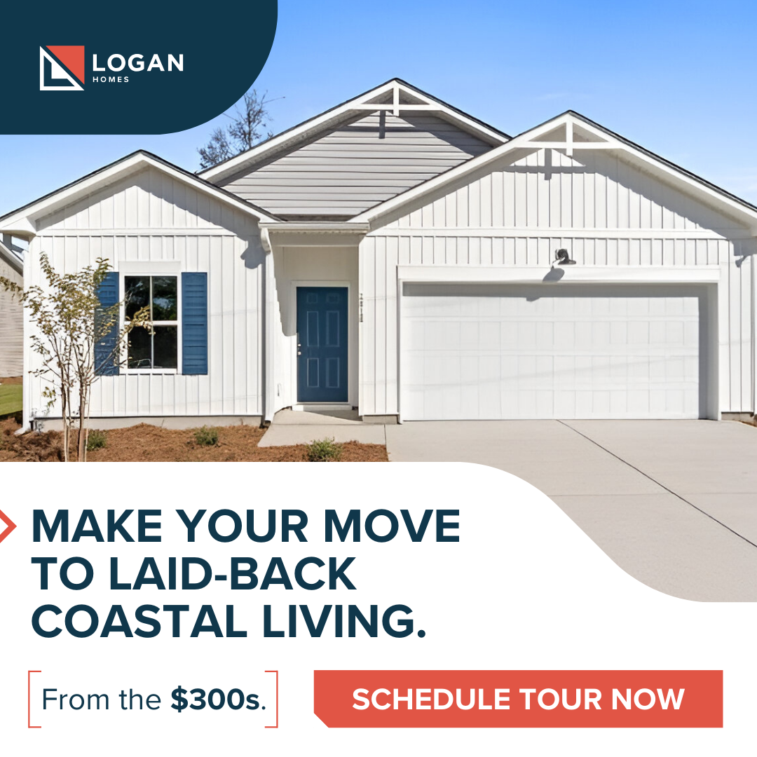 Logan Homes Facebook ad: Enjoy modern coastal living with spacious homes designed…