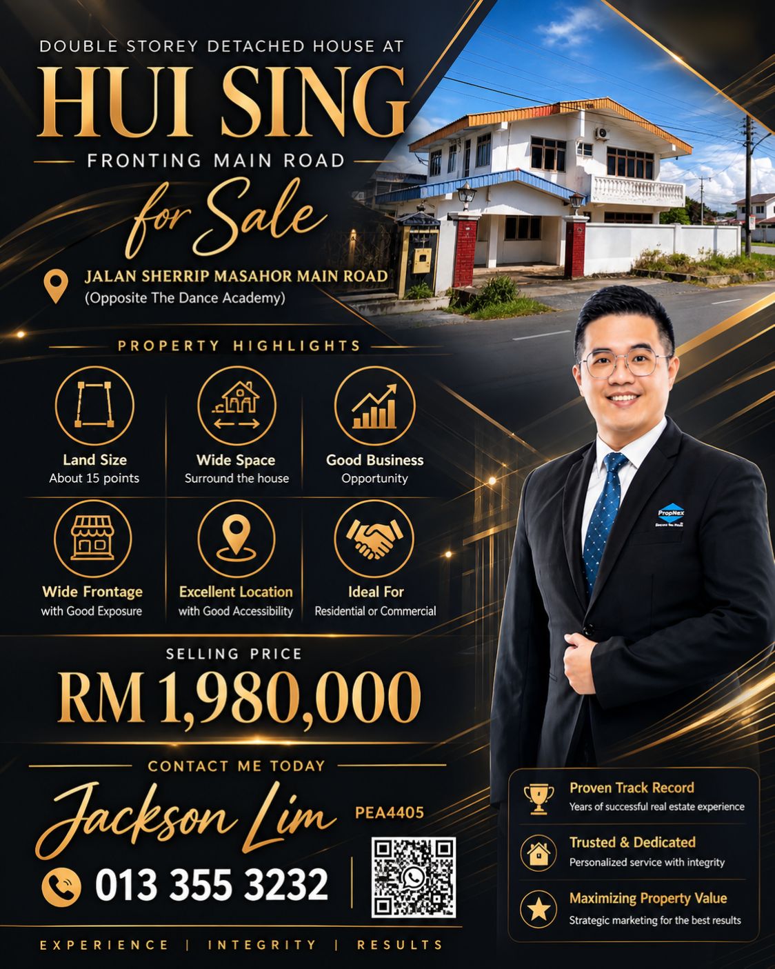 Jackson Lim - PropNex Sarawak Facebook ad: Main road business opportunity