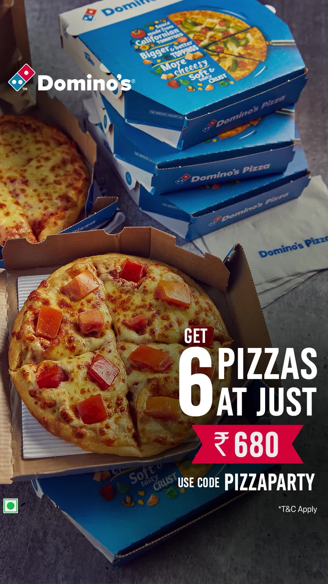 Domino's Pizza India Facebook ad: Get 6 Pizzas @ ₹350/-