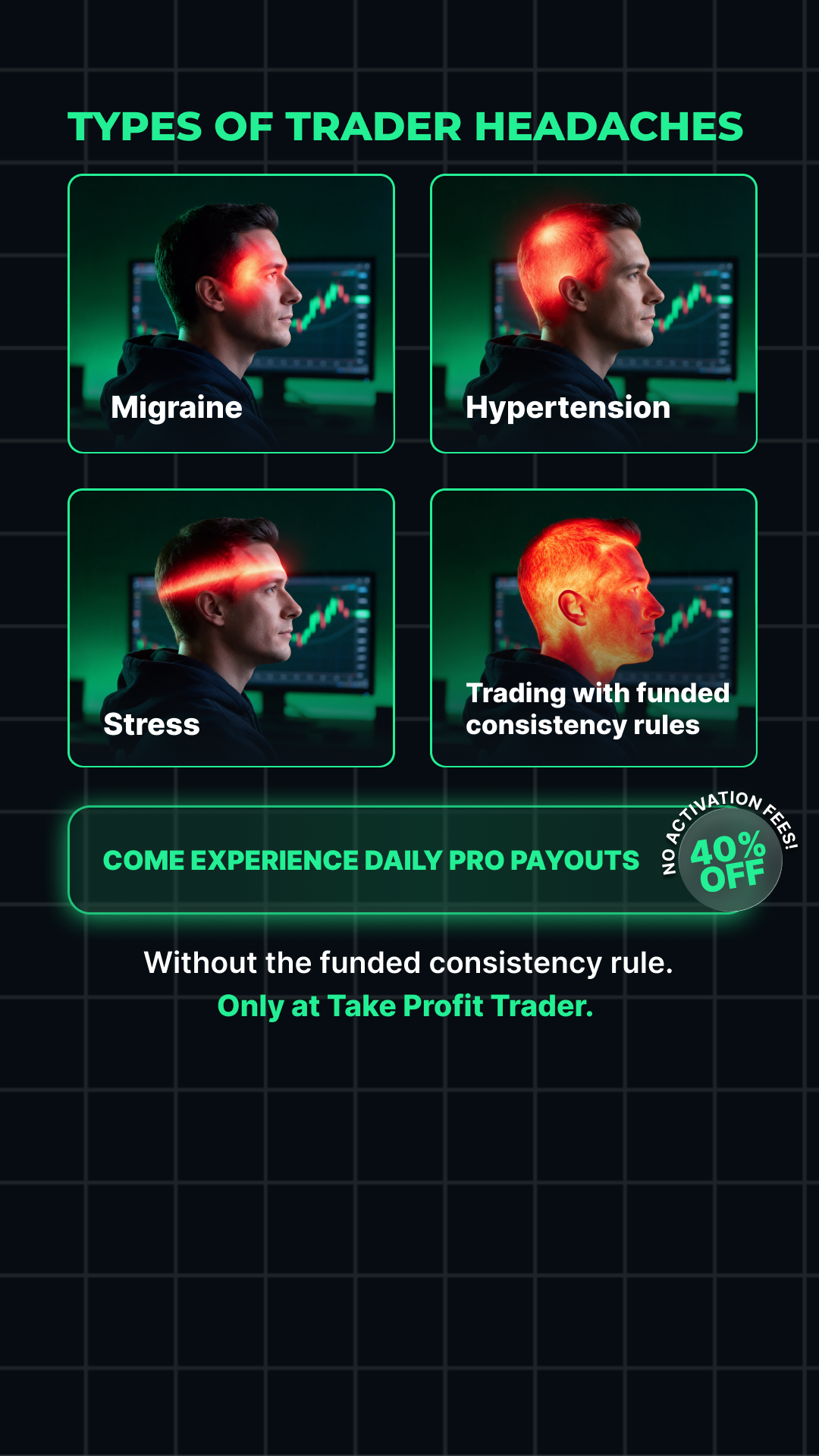 Take Profit Trader Facebook ad: Program Update: 3 Days to Pass!