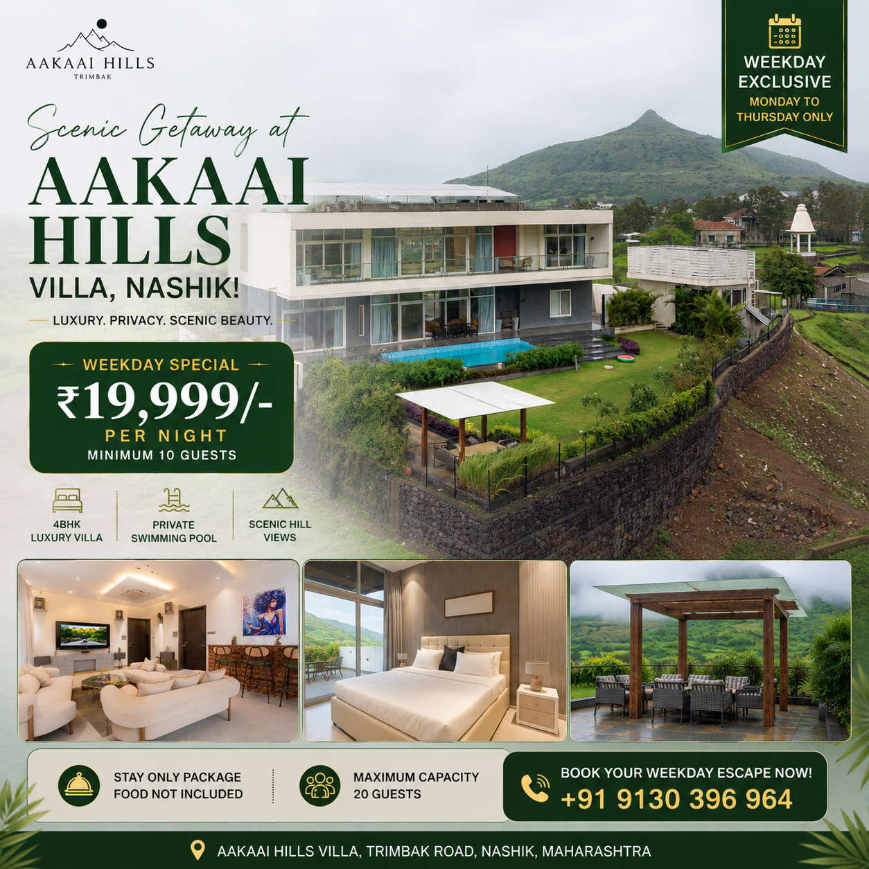 Aakaai HHills Villa Facebook ad: Escape The City. Experience Luxury In Nature.
