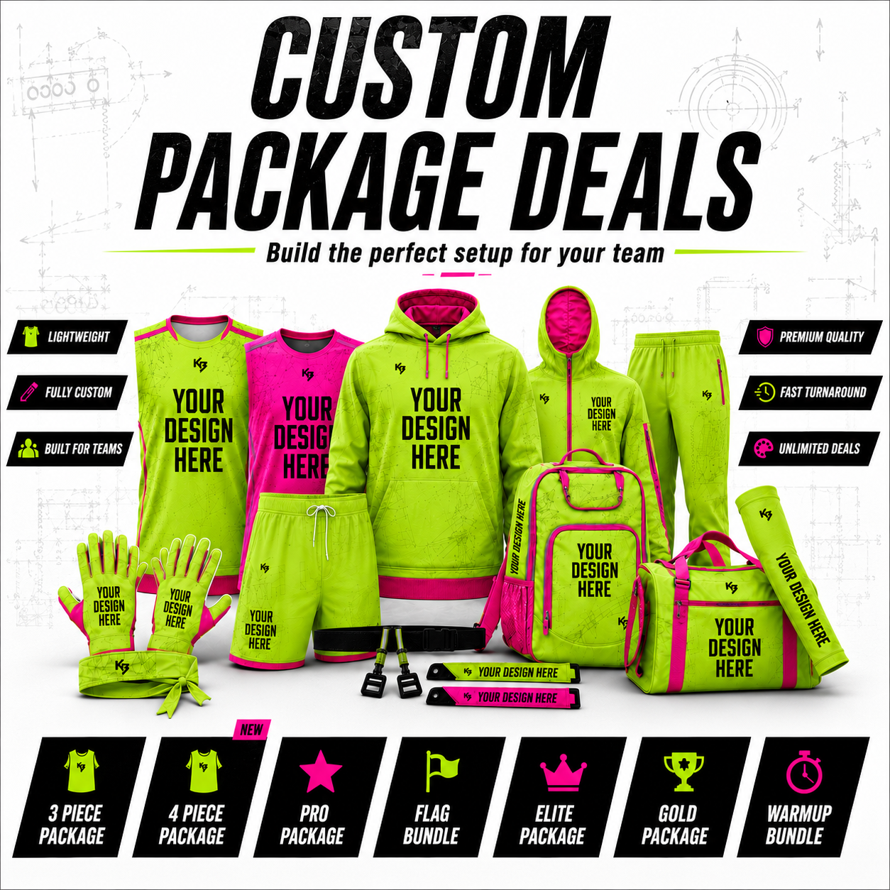 KitBeast Sports Apparel Facebook ad: Custom Flag Football Uniforms & Apparel
