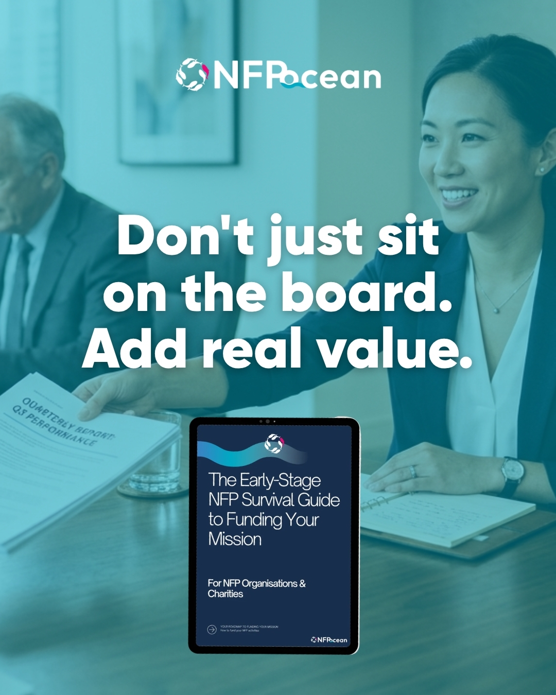 NFP Ocean Facebook ad: Step up your board contribution.