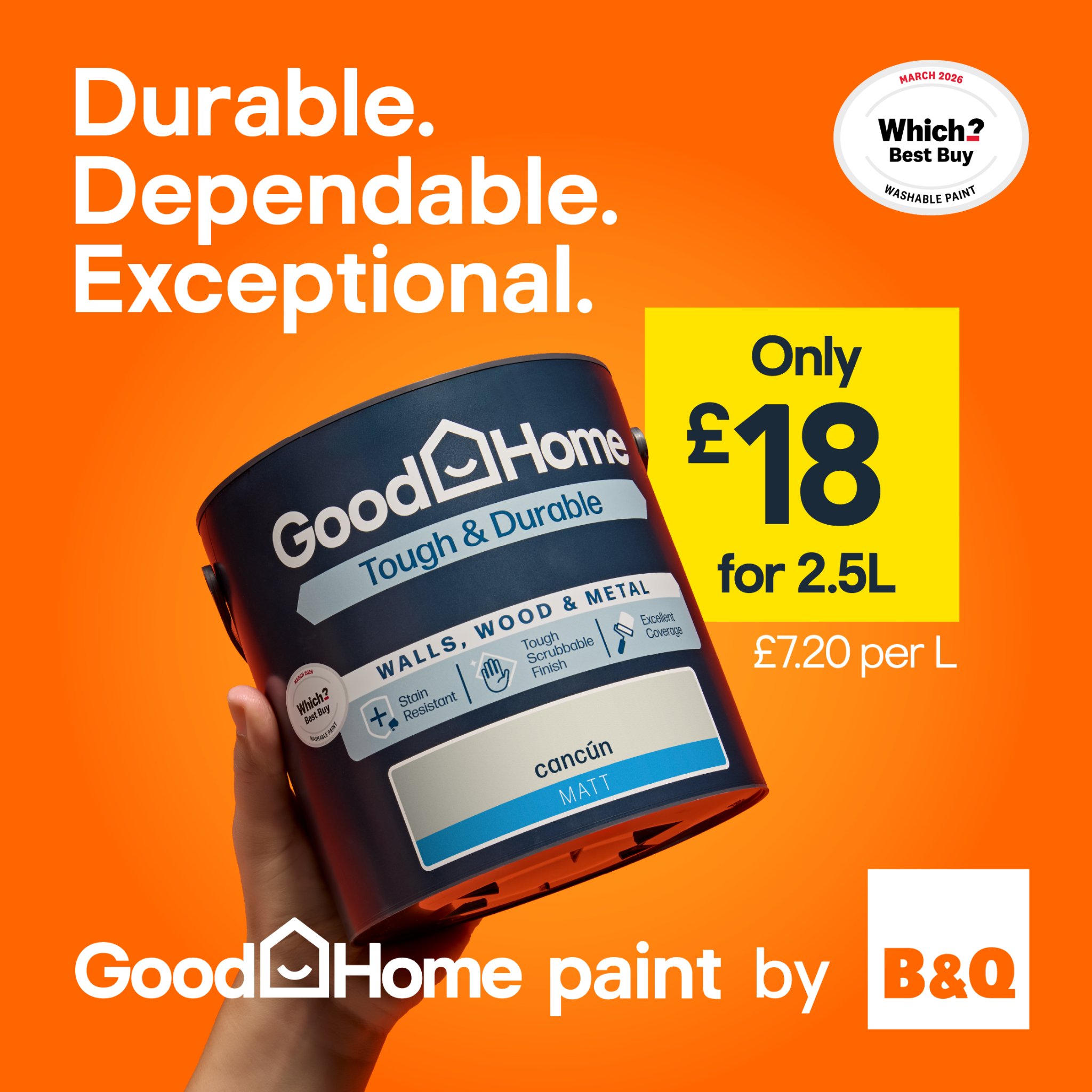 B&Q Facebook ad: Our GoodHome Tough & Durable paint is reliable…