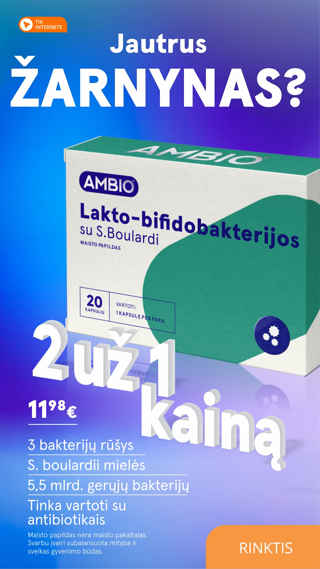 Gintarinė Vaistinė Facebook ad: 5,5 mlrd. gerųjų bakterijų