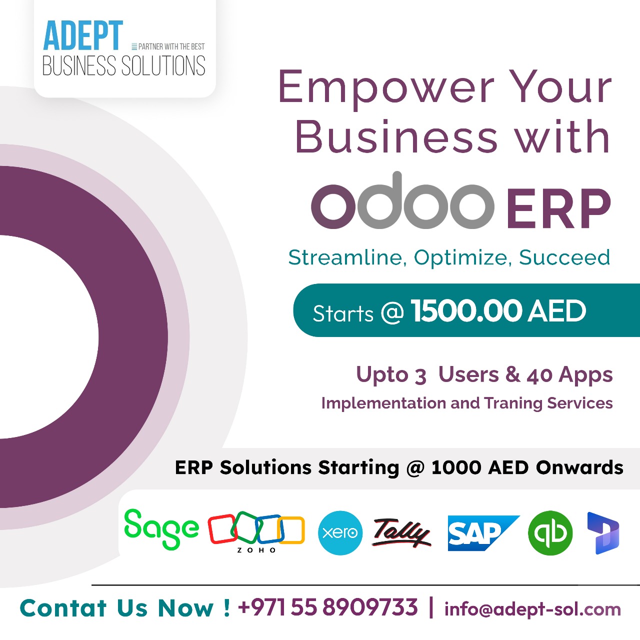 Adept Business Solutions FZE Facebook ad: ERP Solutions in UAE | Odoo, Zoho, Microsoft Dynamics 365…