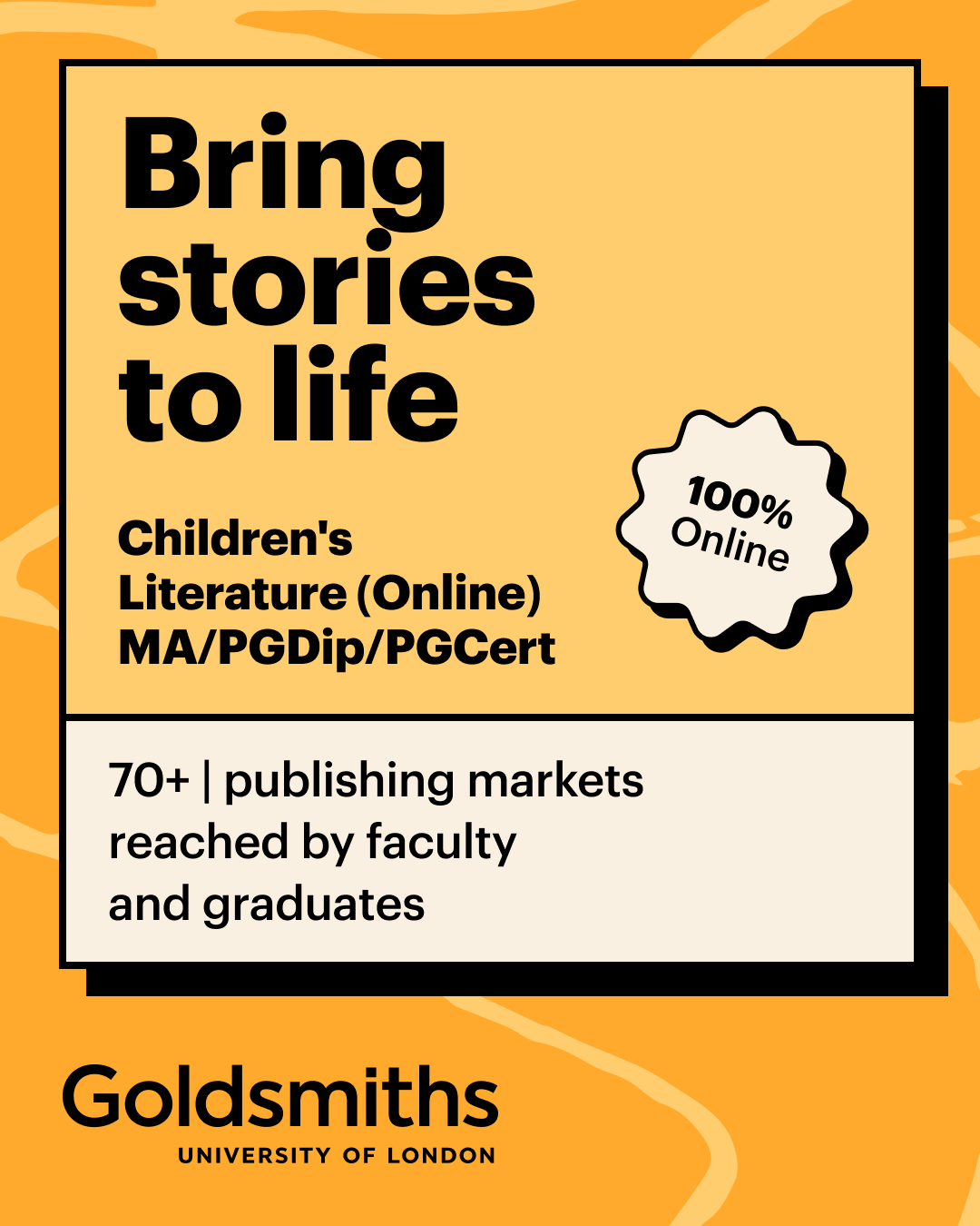 Goldsmiths, University of London Facebook ad: Children's Literature MA
