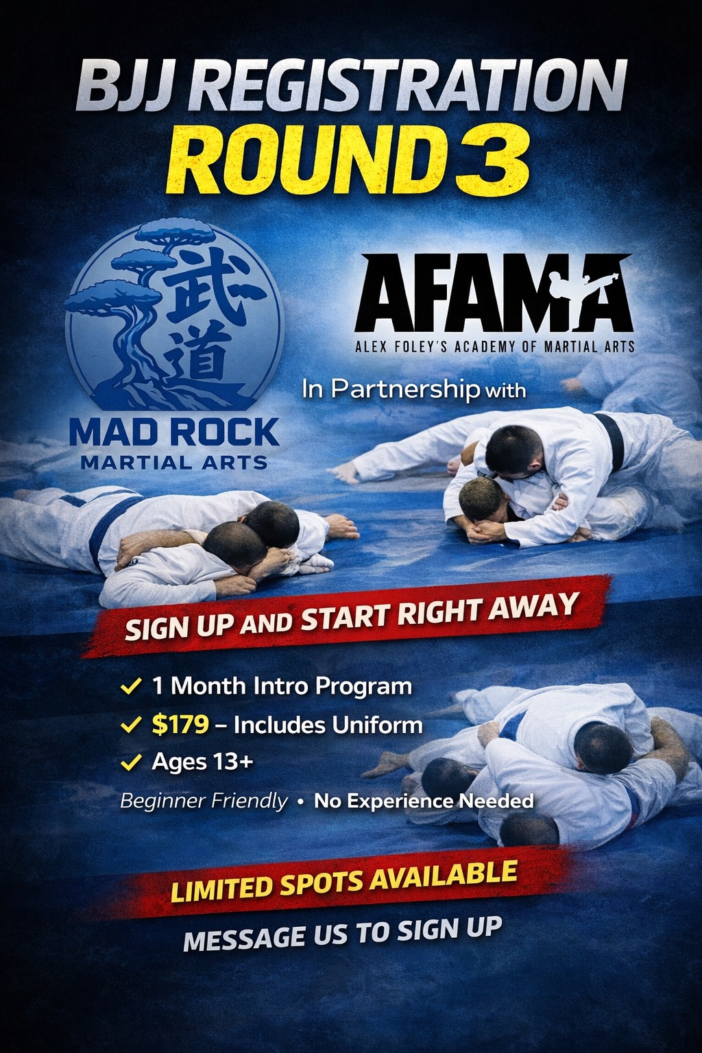 Mad Rock Martial Arts & Fitness Facebook ad: BJJ REGISTRATION, ROUND 3