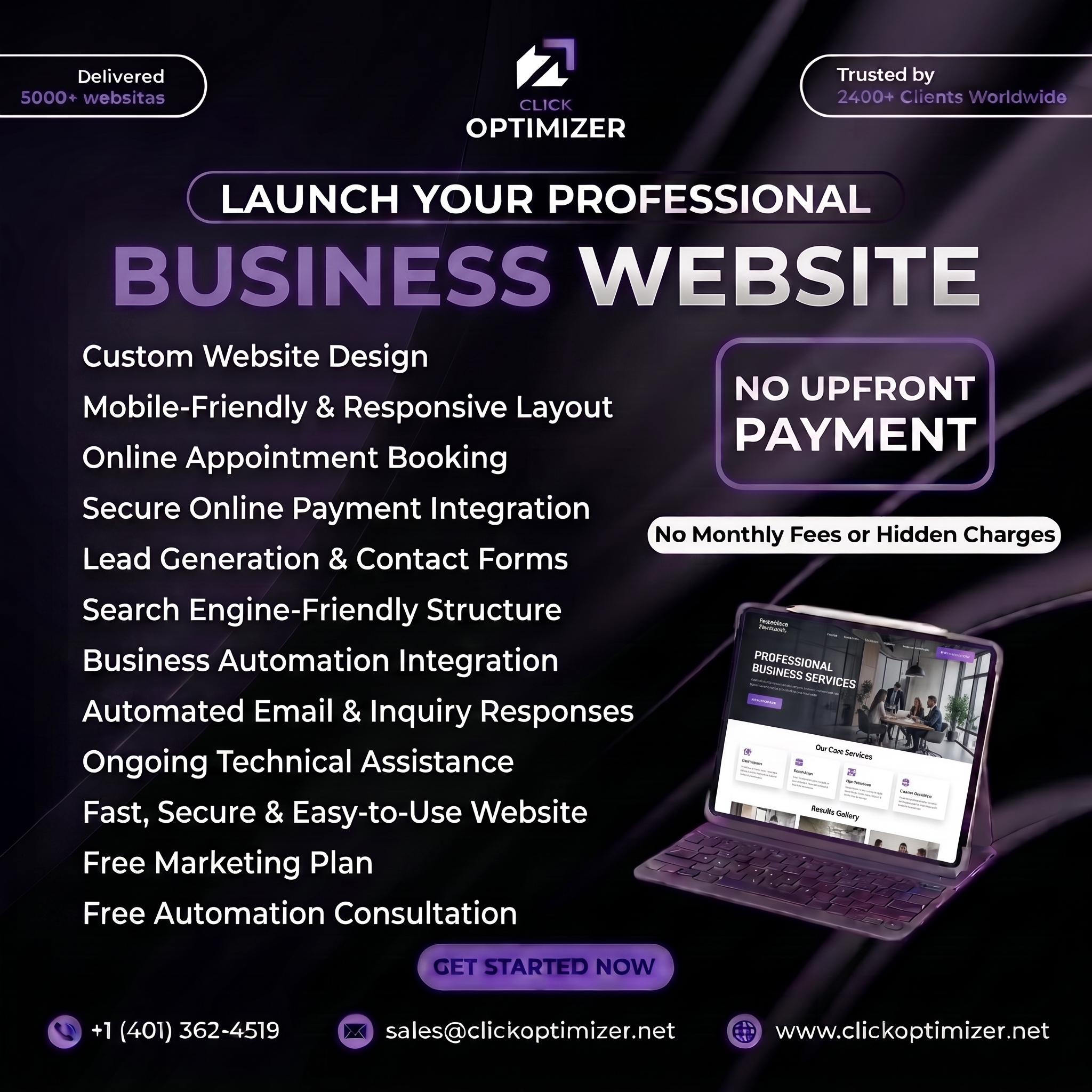 Click Optimizer Facebook ad: No Upfront Payment.