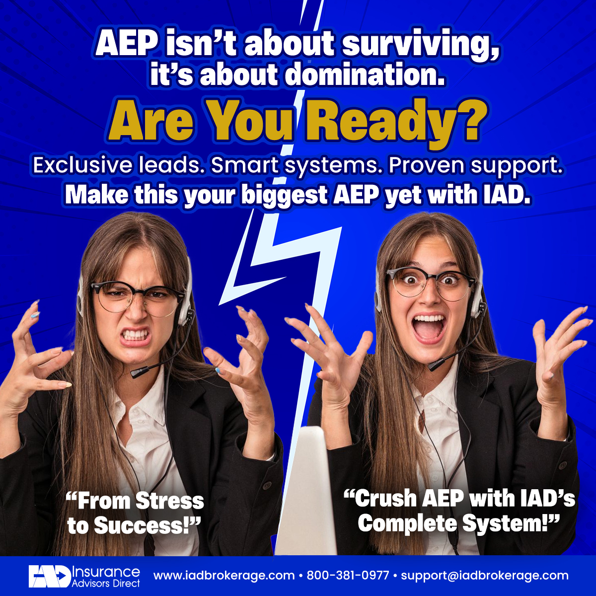 Insurance Advisors Direct Facebook ad: Crush AEP this year!