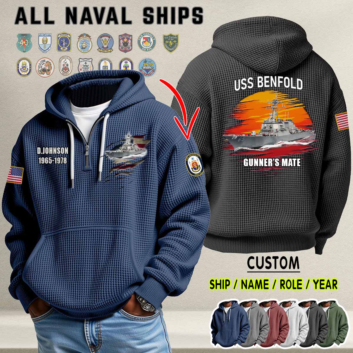 Proudly Served Facebook ad: Wear Your Ship. Carry Your Legacy.