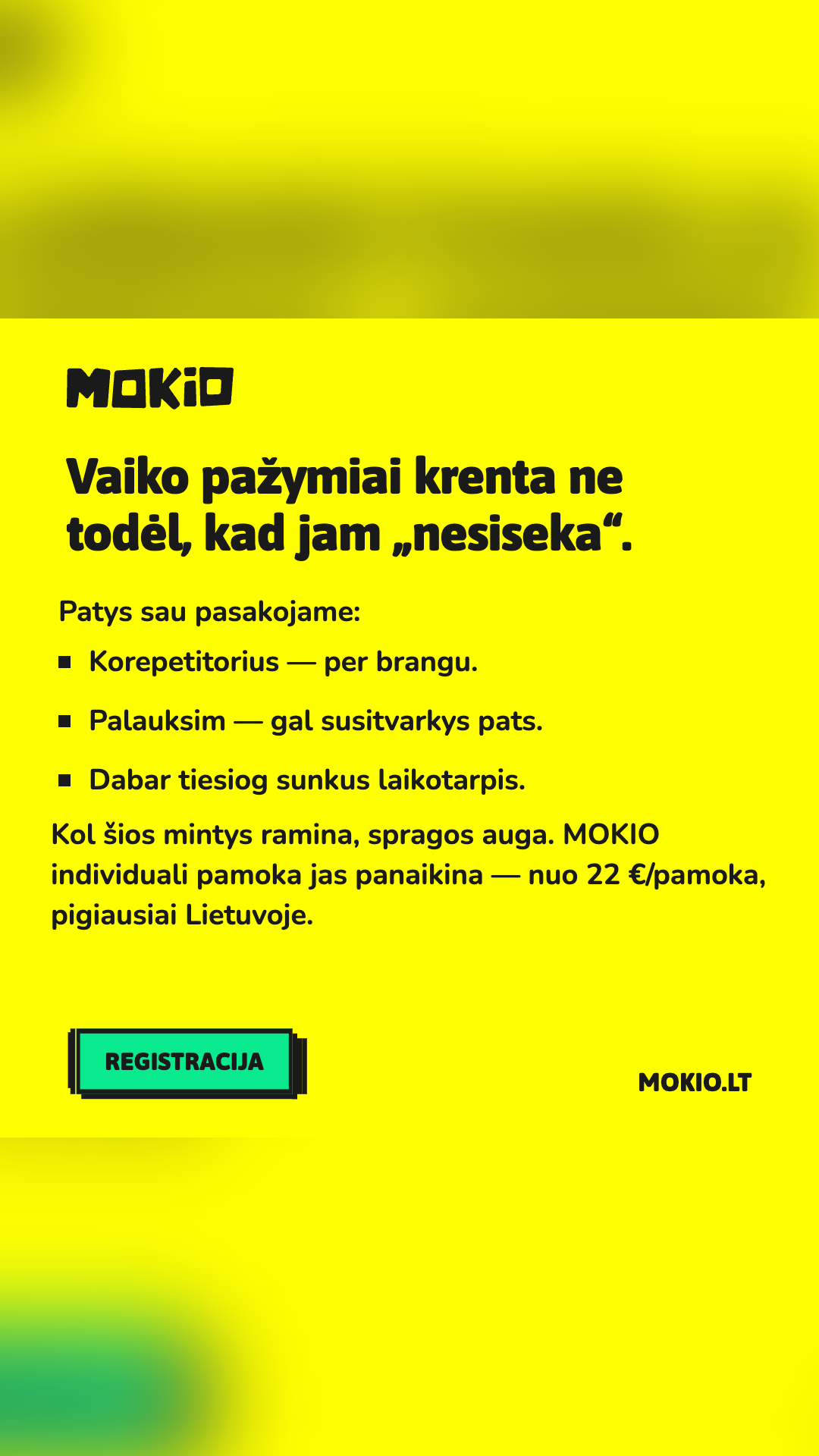 MOKIO Facebook ad: DABAR -50% pirmai pamokai