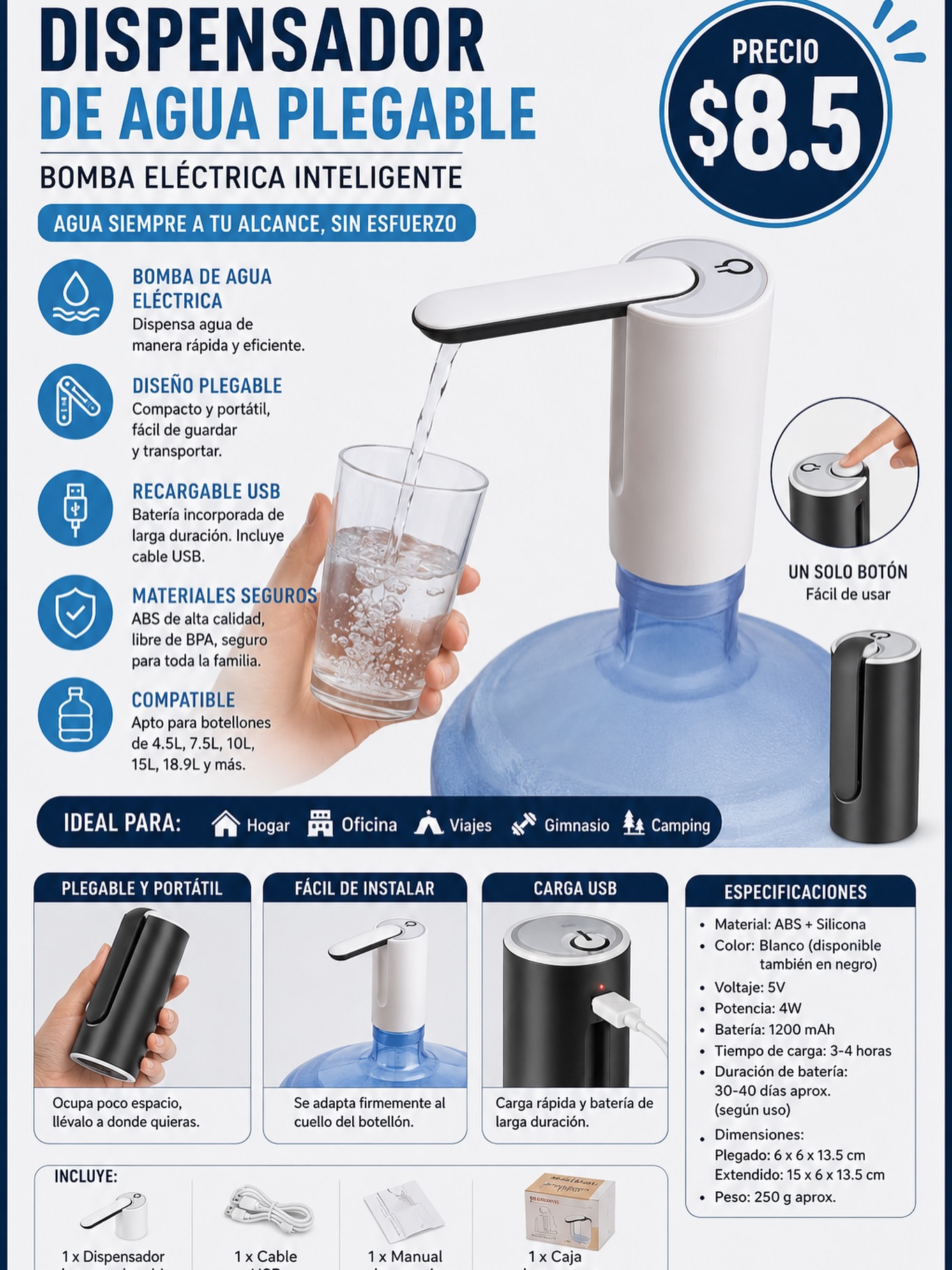 AccessorySv Facebook ad: ¡OLVÍDATE DE LEVANTAR EL BOTELLÓN!