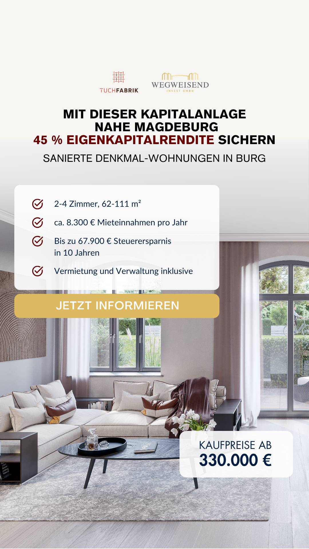 Wohnquartier Tuchfabrik Facebook ad: Sichere Investition in bester Lage von Burg