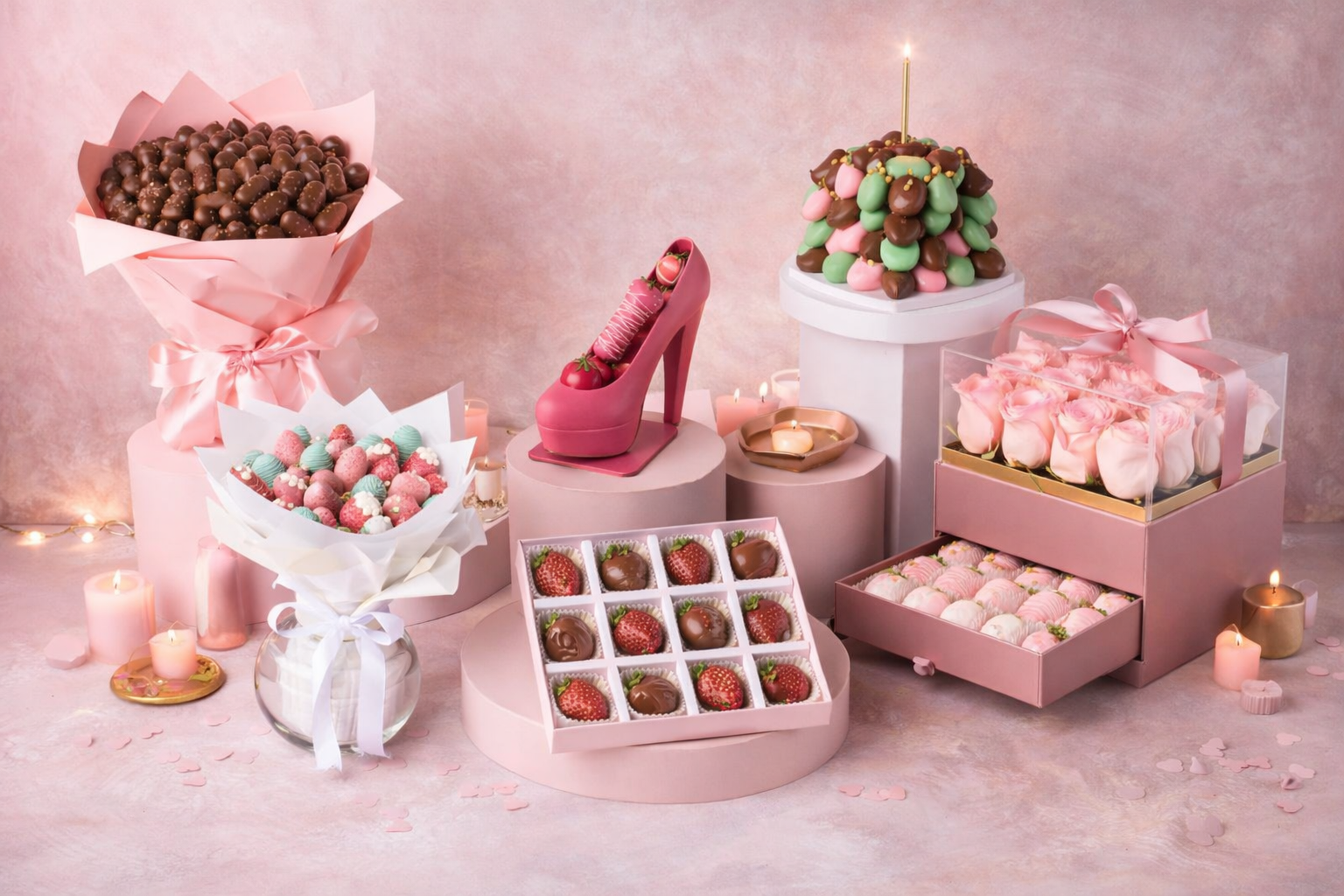 GiftBag.ae Facebook ad: Handcrafted chocolate strawberries designed to impress.