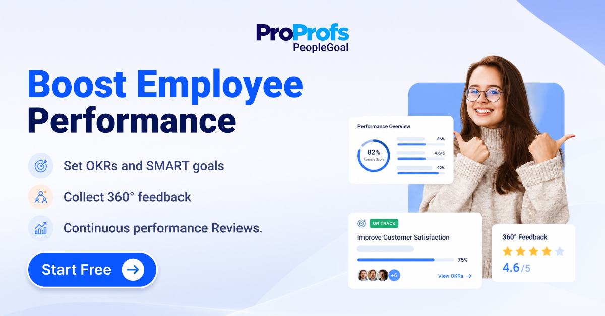 ProProfs.com Facebook ad: Clear Goals. Better Feedback.