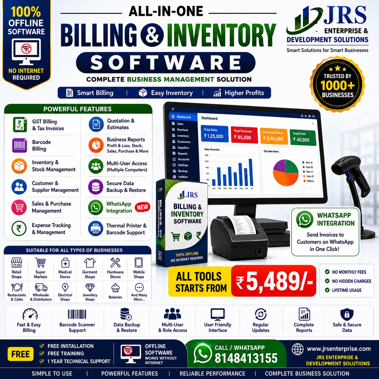 JRS Enterprise and Development Solutions Facebook ad: JRS Software, Billing, CRM, School, CCTV & More