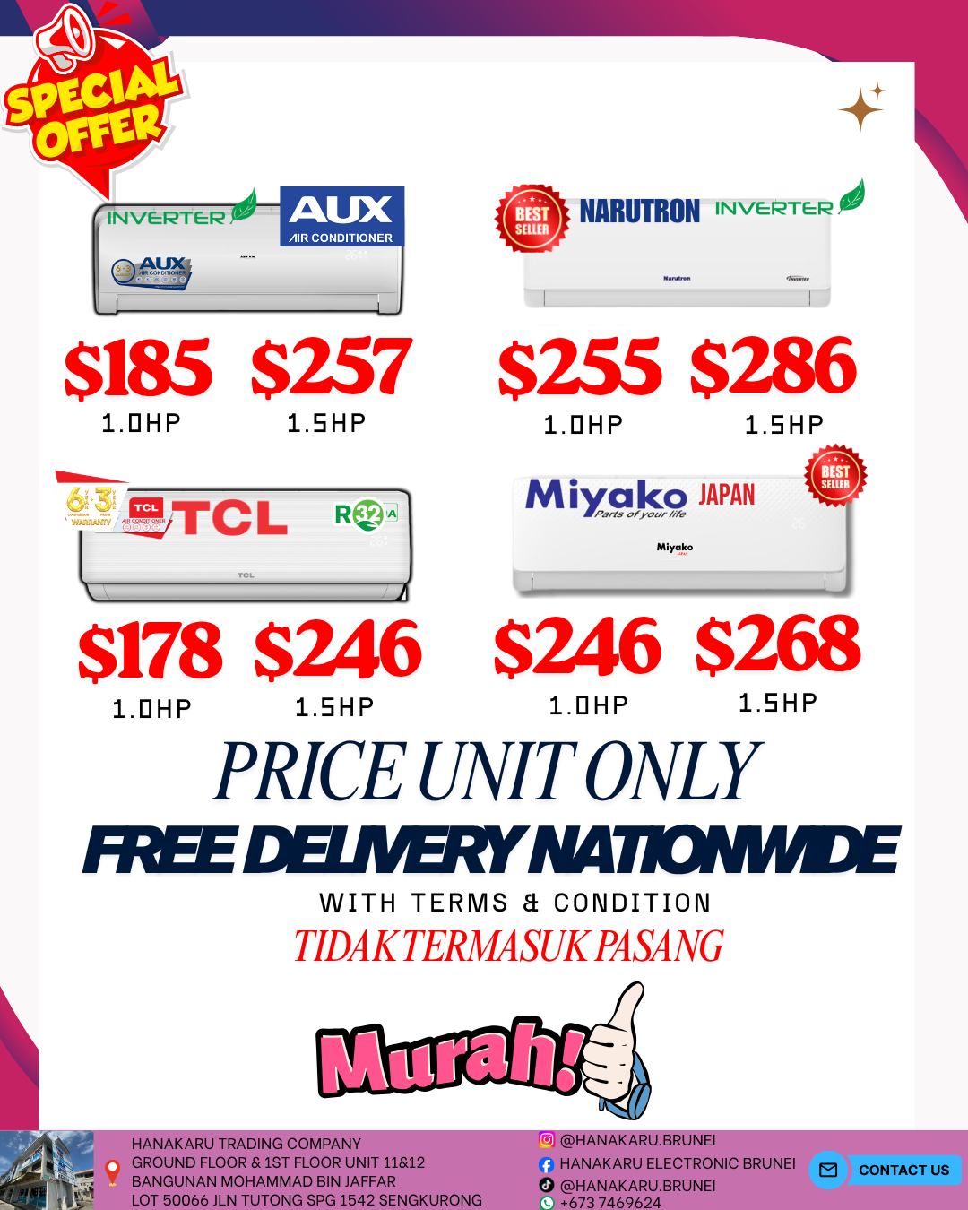 Hanakaru Electronic Brunei Facebook ad: PROMO TERHAD! Jangan tunggu sampai habis