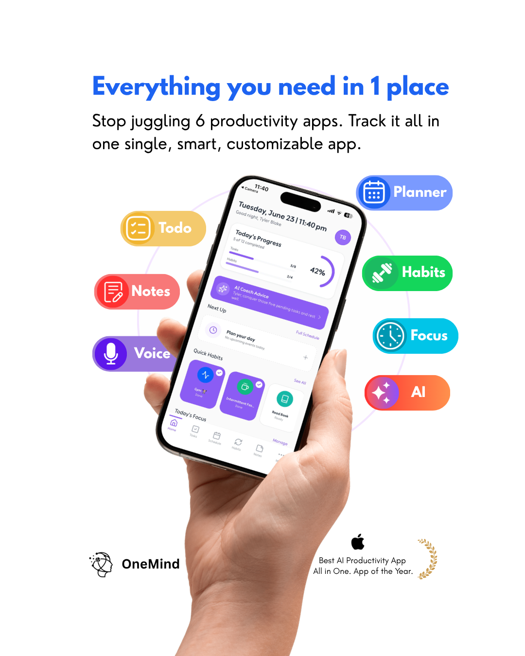 OneMind - AI Productivity App Facebook ad