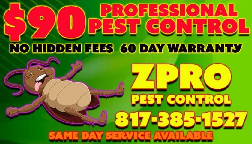 ZPro Dallas Fort Worth Metroplex Pest Control Facebook ad: Best Rates in DFW, 60 Day Warranty, No…