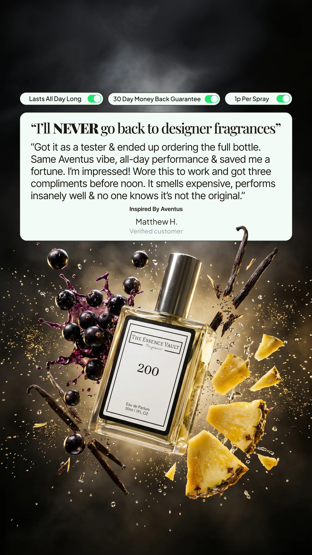 The Essence Vault Facebook ad from Dec 29, 2025