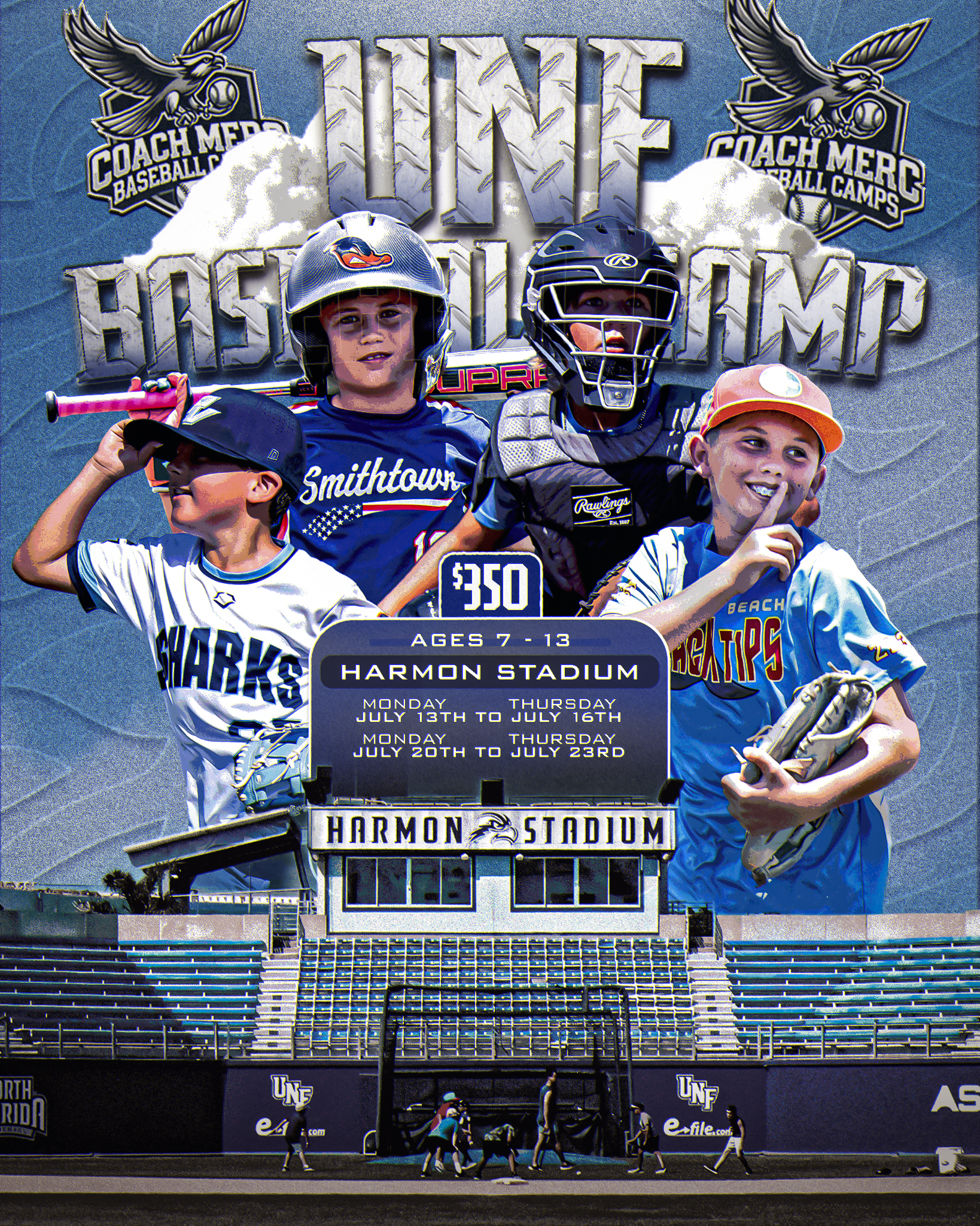 Osprey Baseball Camps With Coach Merc Facebook ad: Last 2 UNF Youth Camps of the Summer