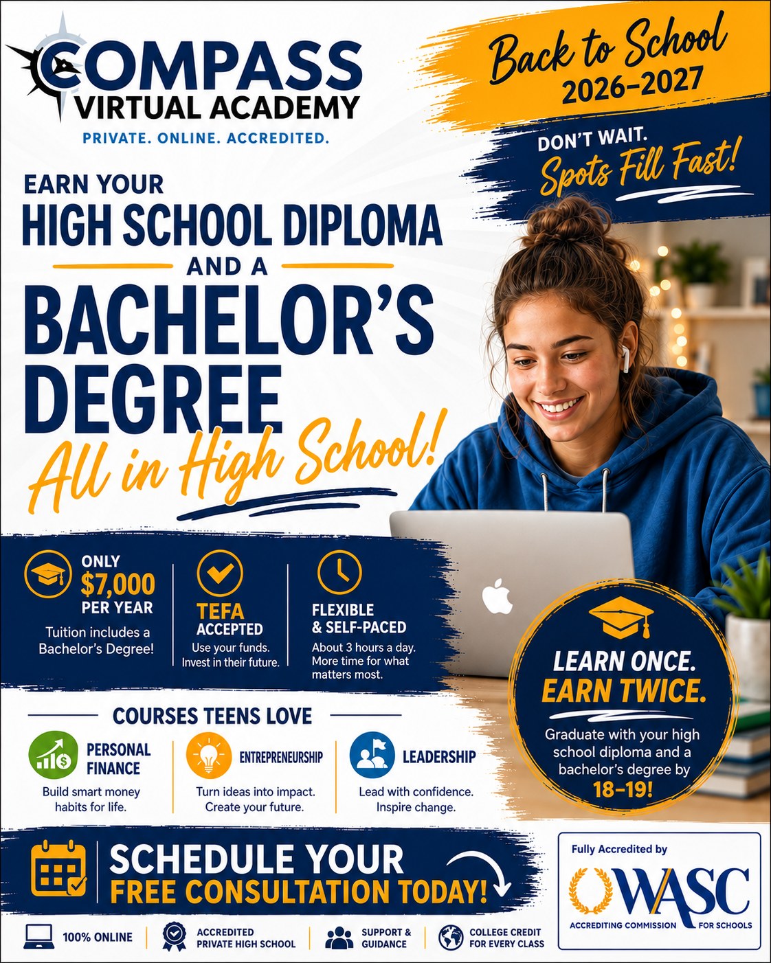 Compass Virtual Academy Facebook ad: Compass Virtual Academy | Flexible & Self-Paced