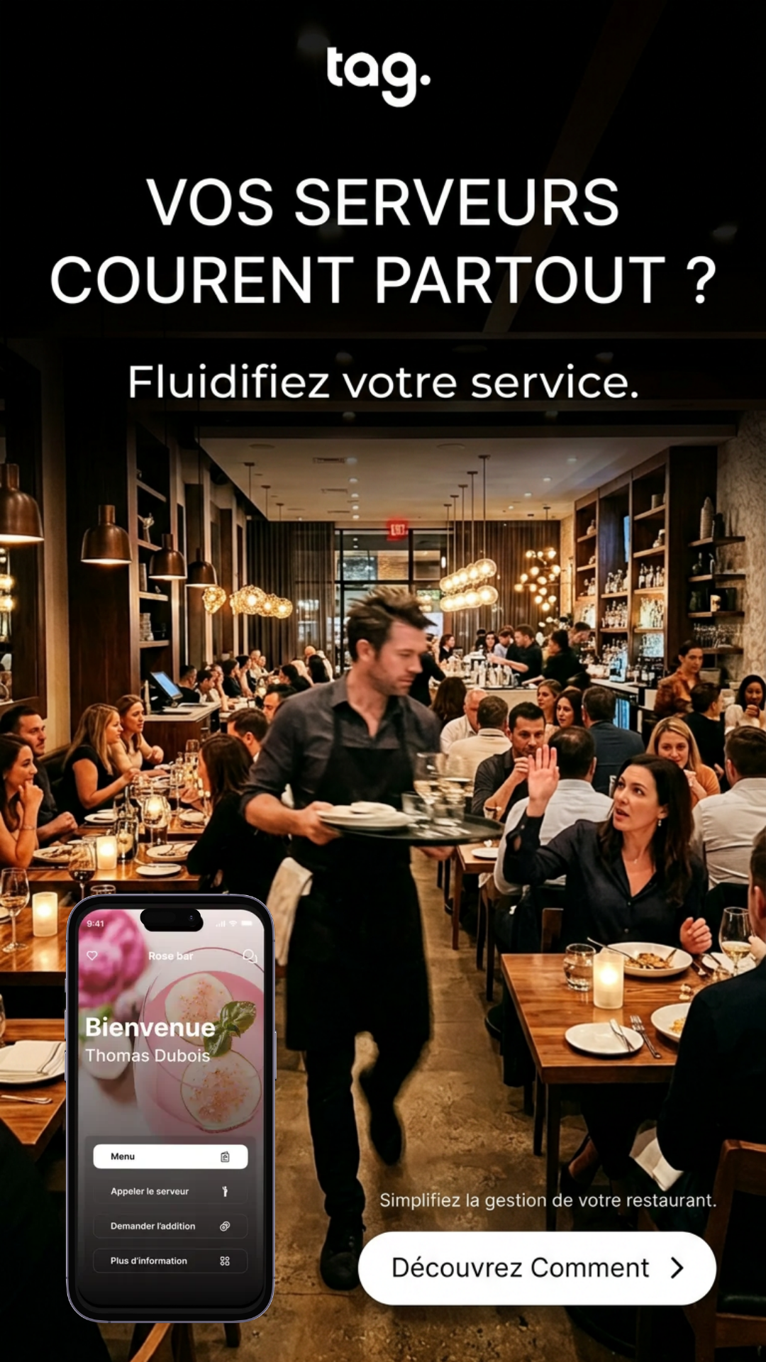 The TAG Facebook ad: Ne manquez plus aucune demande client.