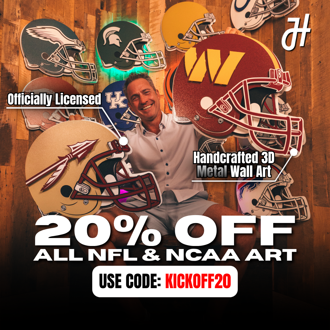 Hex Head Art Facebook ad: Use code: KICKOFF20
