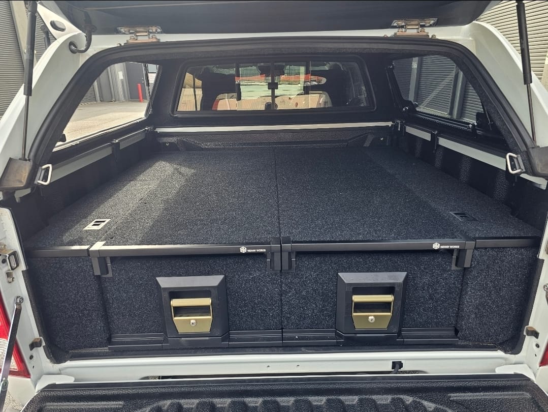 Delux 4x4 Accessories Facebook ad: Heavy-duty custom ute drawer systems built for work…