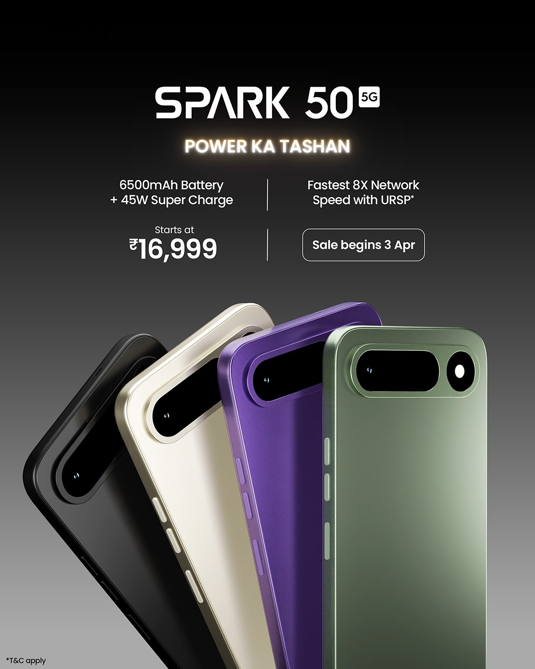 Tecno Mobile India Facebook ad: Tecno Spark 50 5G (128 GB Storage, 4 GB RAM) Online at…