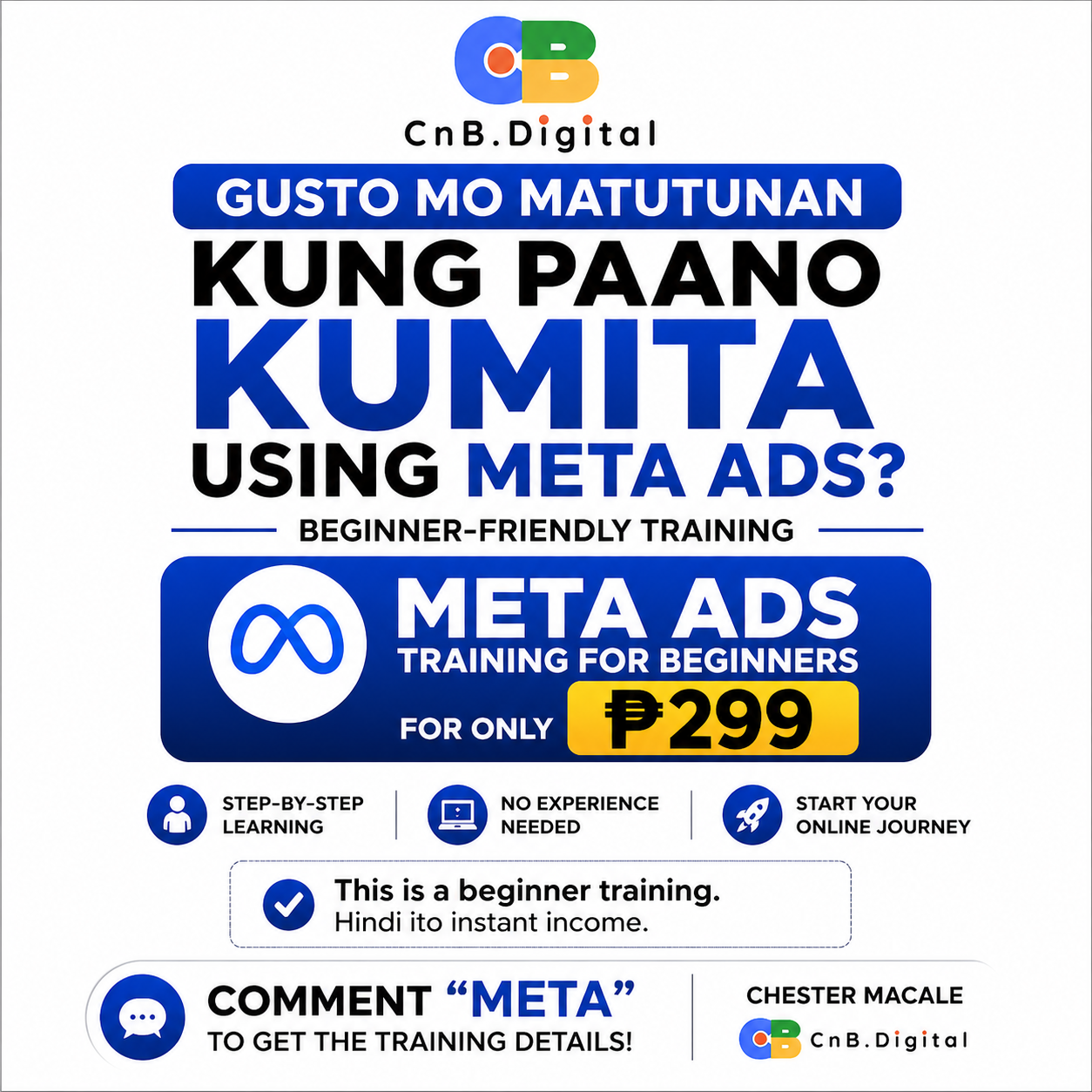 Chester Macale Facebook ad: Learn a High-Income Skill: Meta Ads (Beginner Friendly)