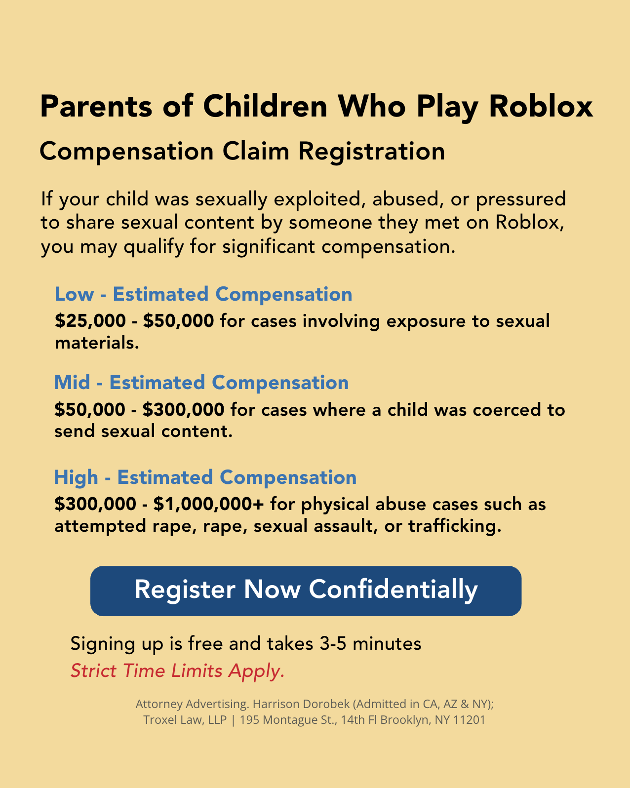 Parents Filing Video Game Claims Facebook ad