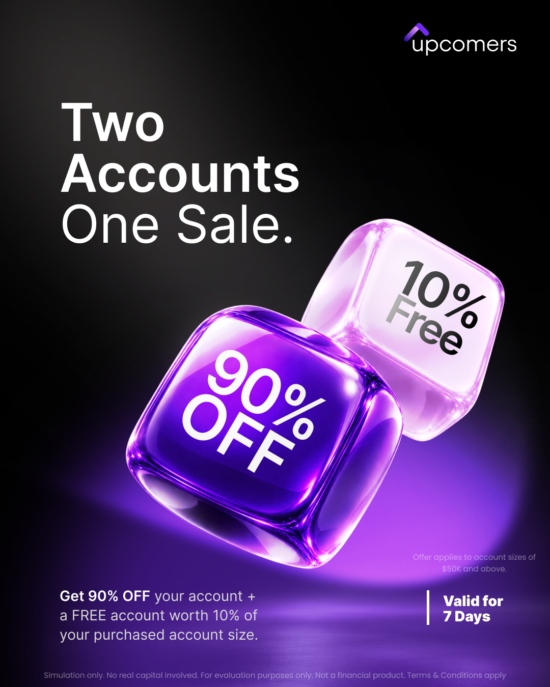 Upcomers.com Facebook ad: 90% OFF & 1 FREE