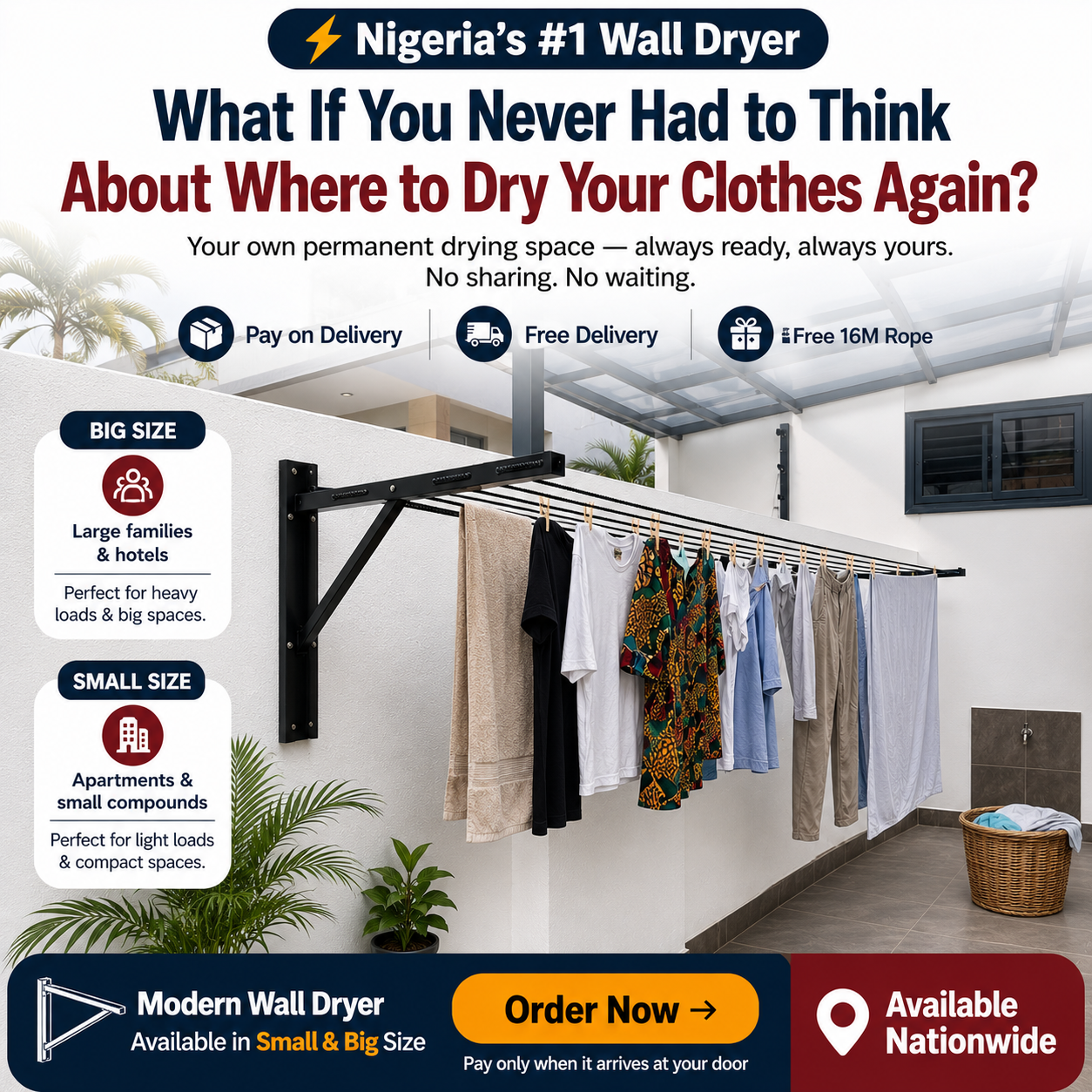 The Cooking Spot Facebook ad: NO MORE FIGHTING FOR DRYING SPACE