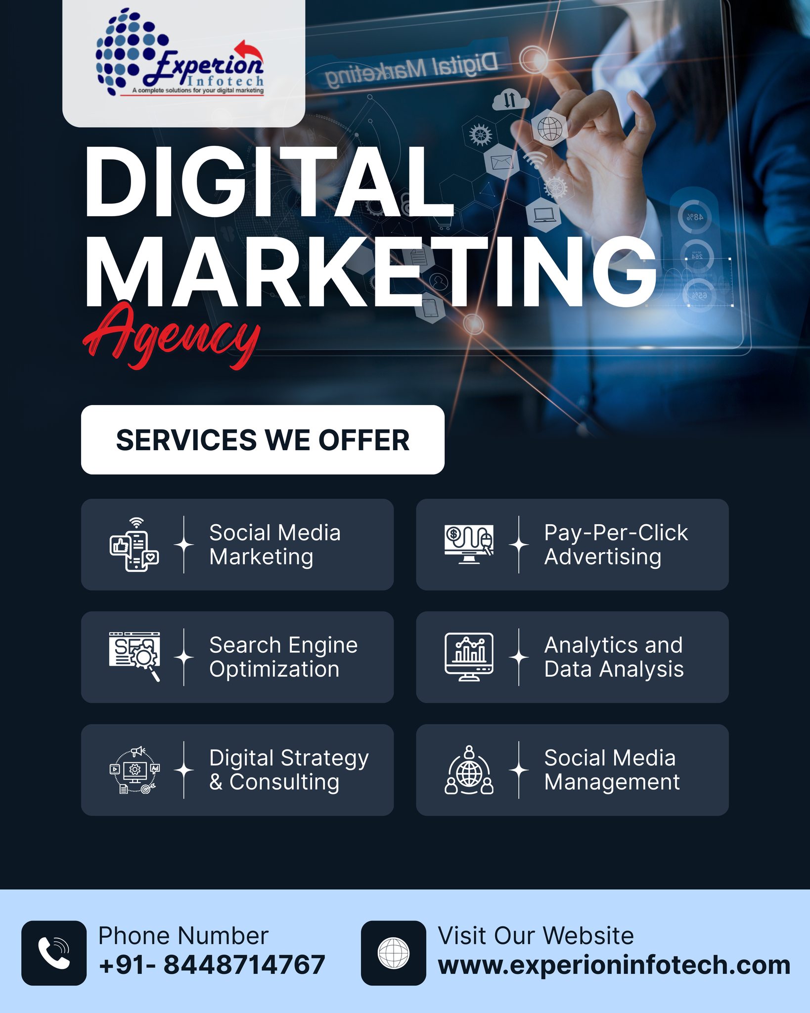 Experion Infotech Facebook ad: Turn clicks into customers with Experion Infotech