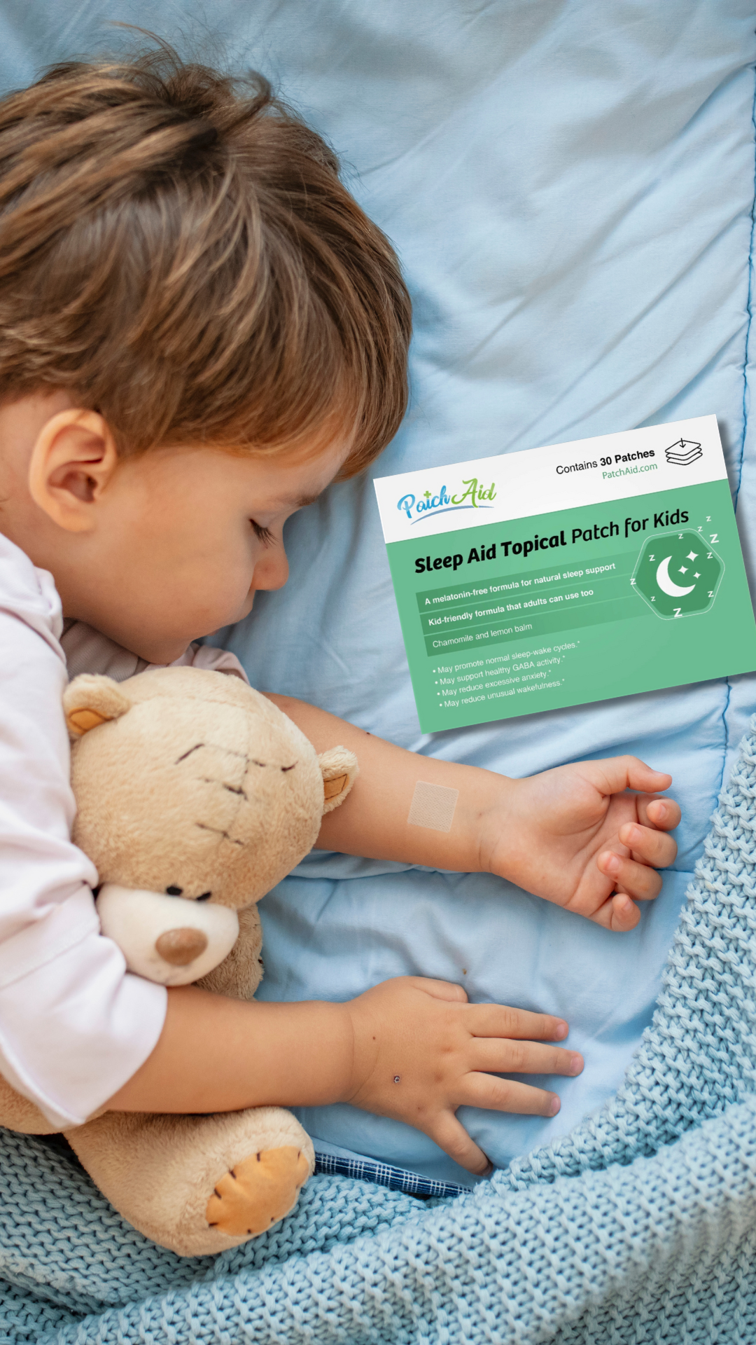 PatchAid Facebook ad: Melatonin-Free Sleep Aid Topical Patch for Kids and Adults