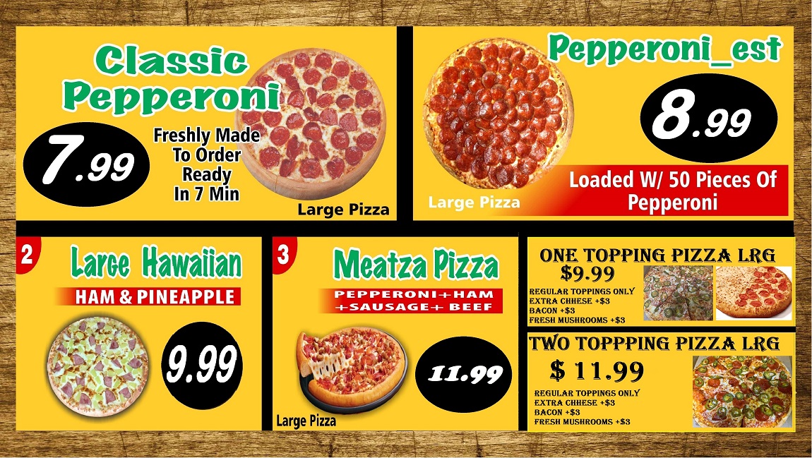 Tasty Pizza Facebook ad: FAMILY OWNED AND OPERATED PIZZA RESTAURANT.