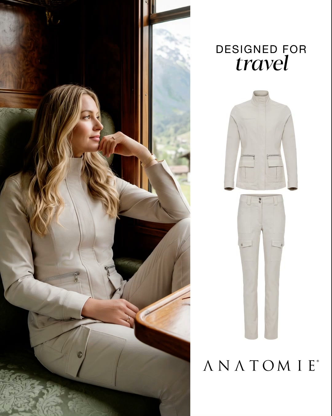 Anatomie Facebook ad: One iconic outfit. Every destination.
