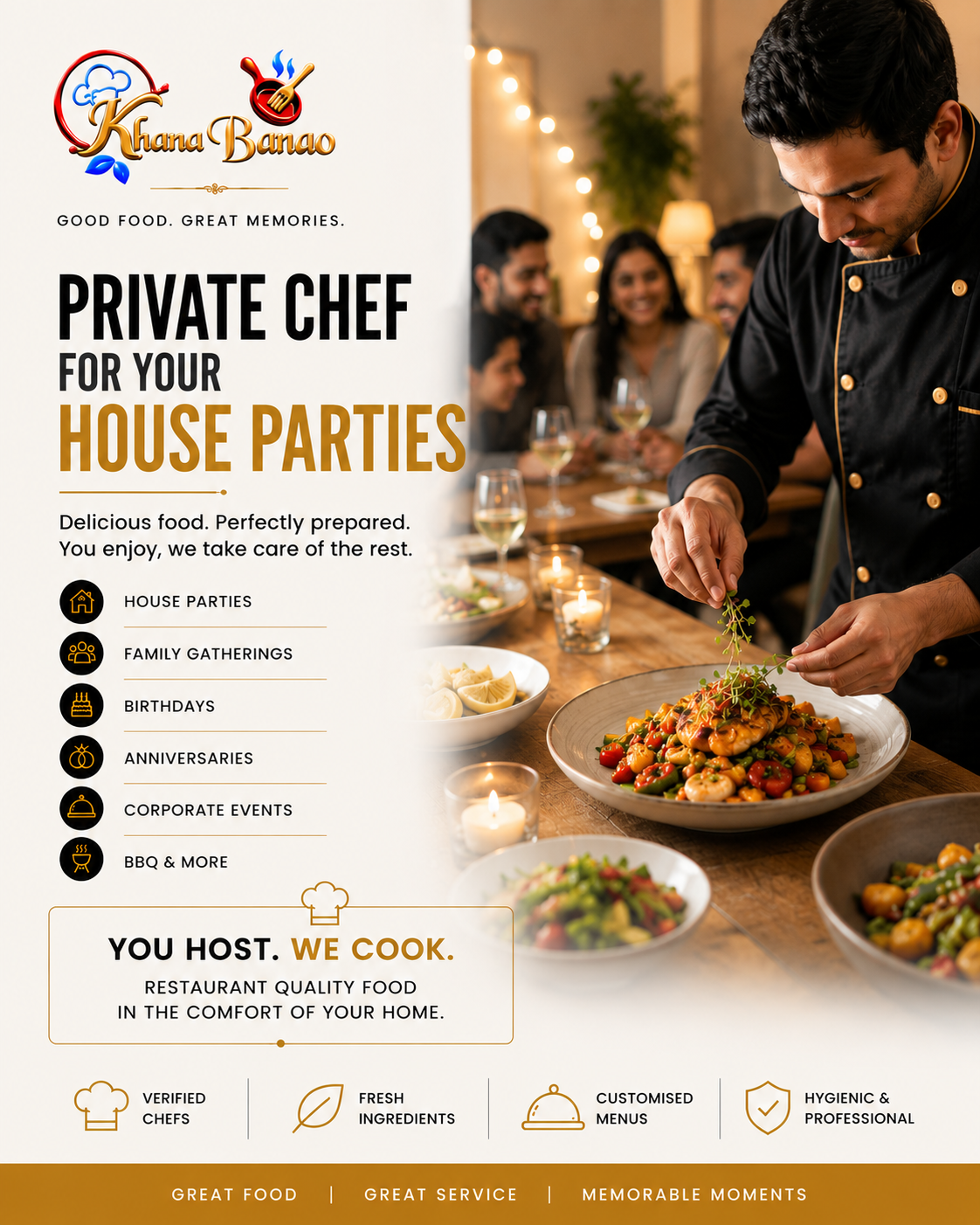 Khana Banao Facebook ad: Host the Party. We'll Handle the Food.
