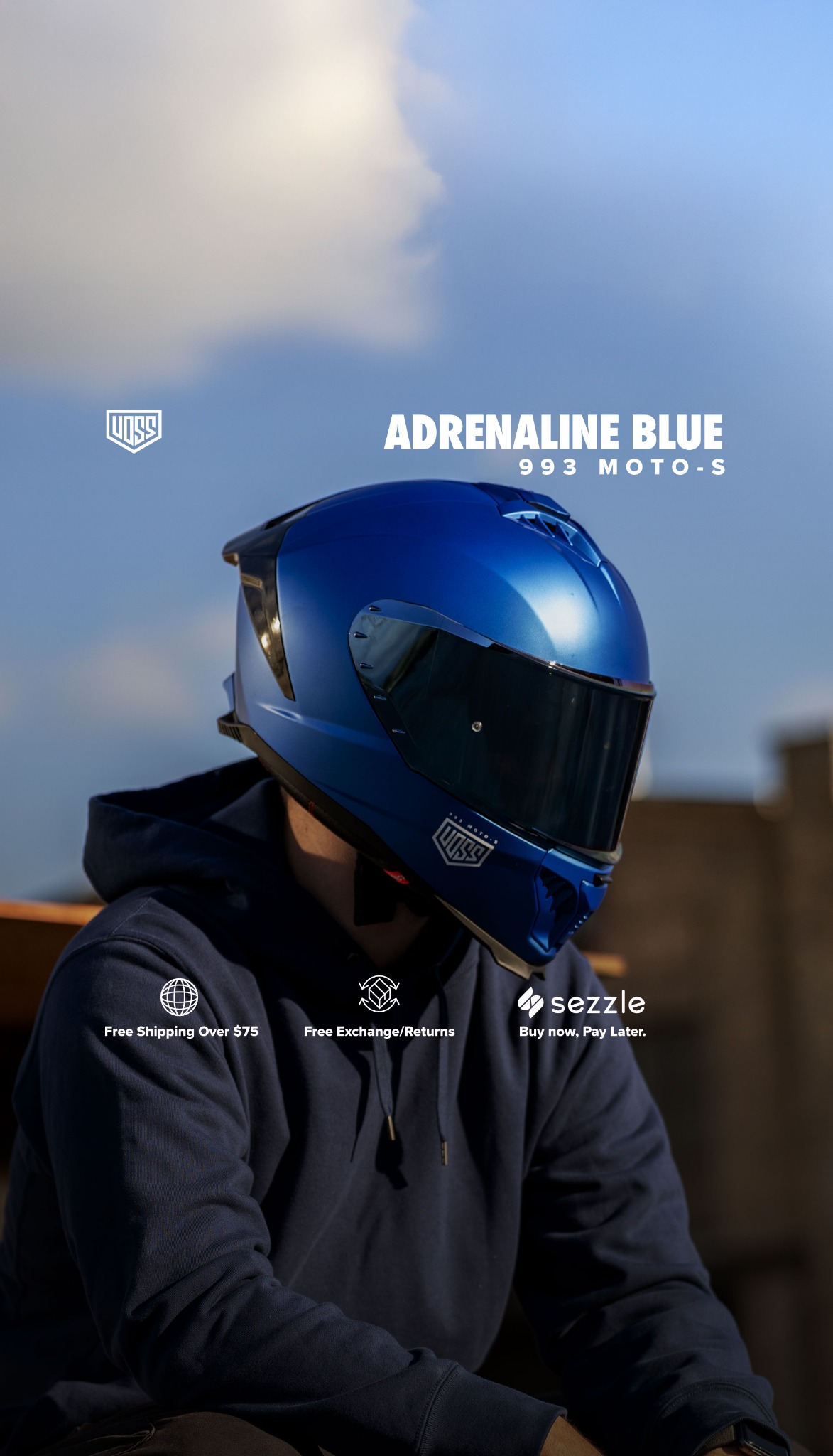 Voss Helmets Facebook ad: Moto-Ready in Style, 993 Moto-S