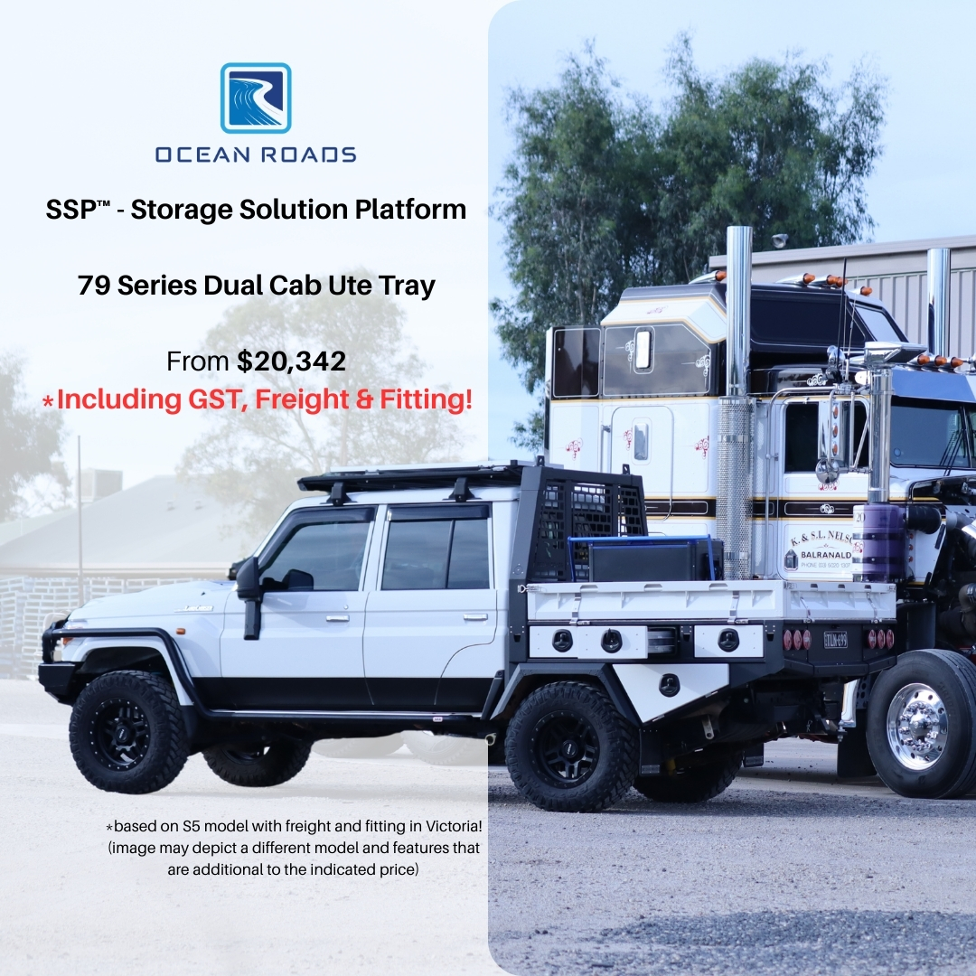 Ocean Roads Facebook ad: 79 Series Landcruiser Dual Cab Ute Trays built…
